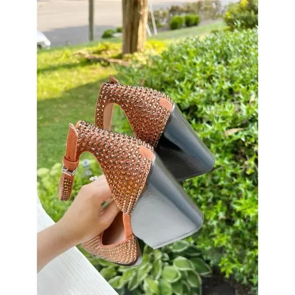 Stella McCartney Cowboy Crystal Embellished Faux Suede Pumps New in Box - Picture 4 of 5